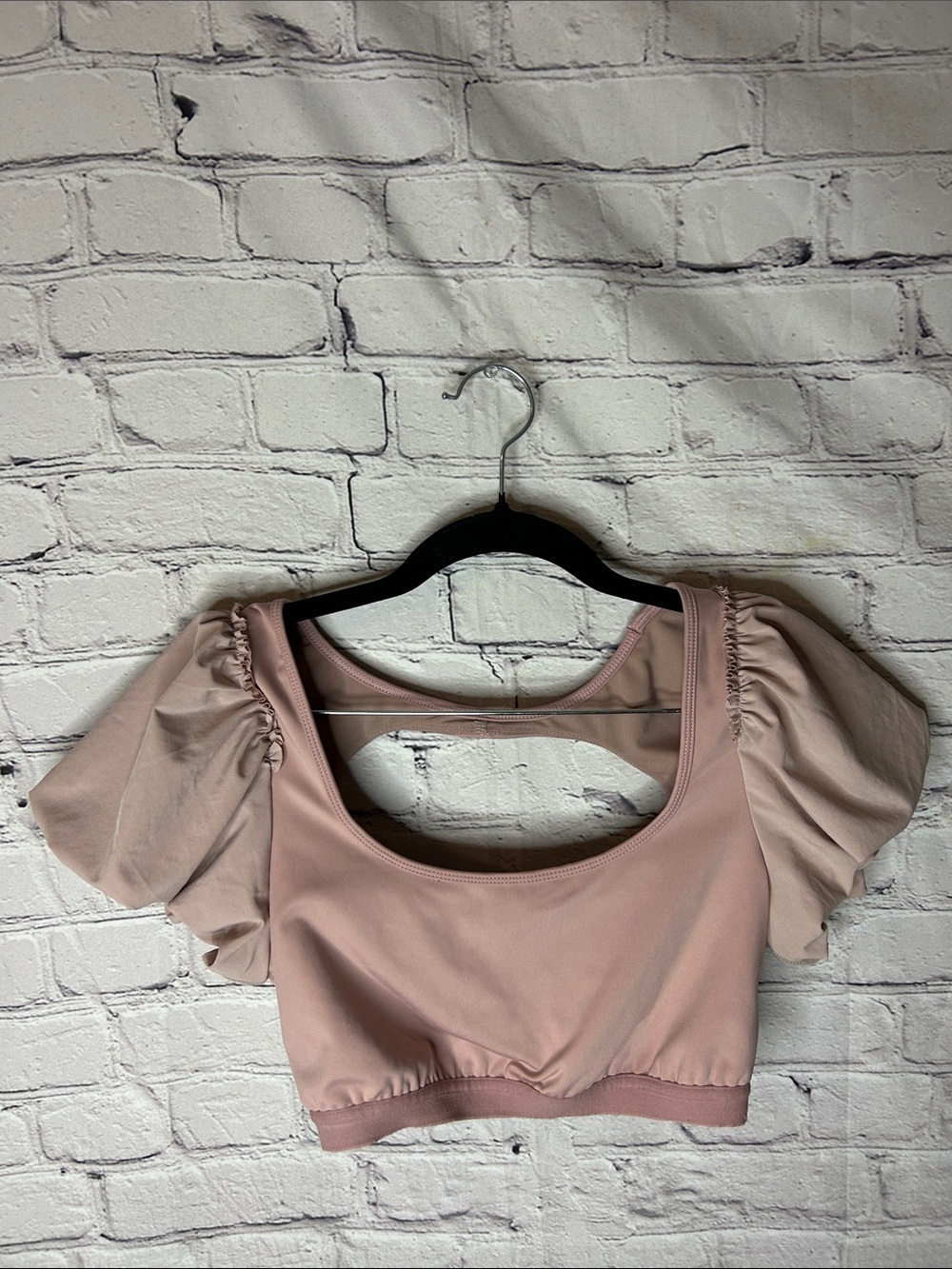 Free People Movement bathing suit top puff sleeves cut out back size small